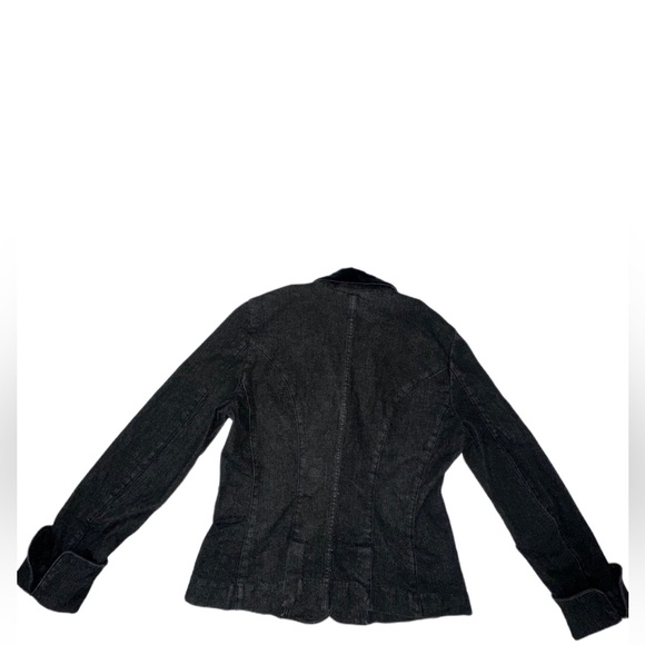 💙❤️ Black denim jacket with velour/velvet collar - Picture 2 of 9